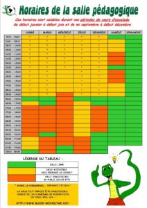 HORAIRES DE LA SALLE PEDAGOGIQUE